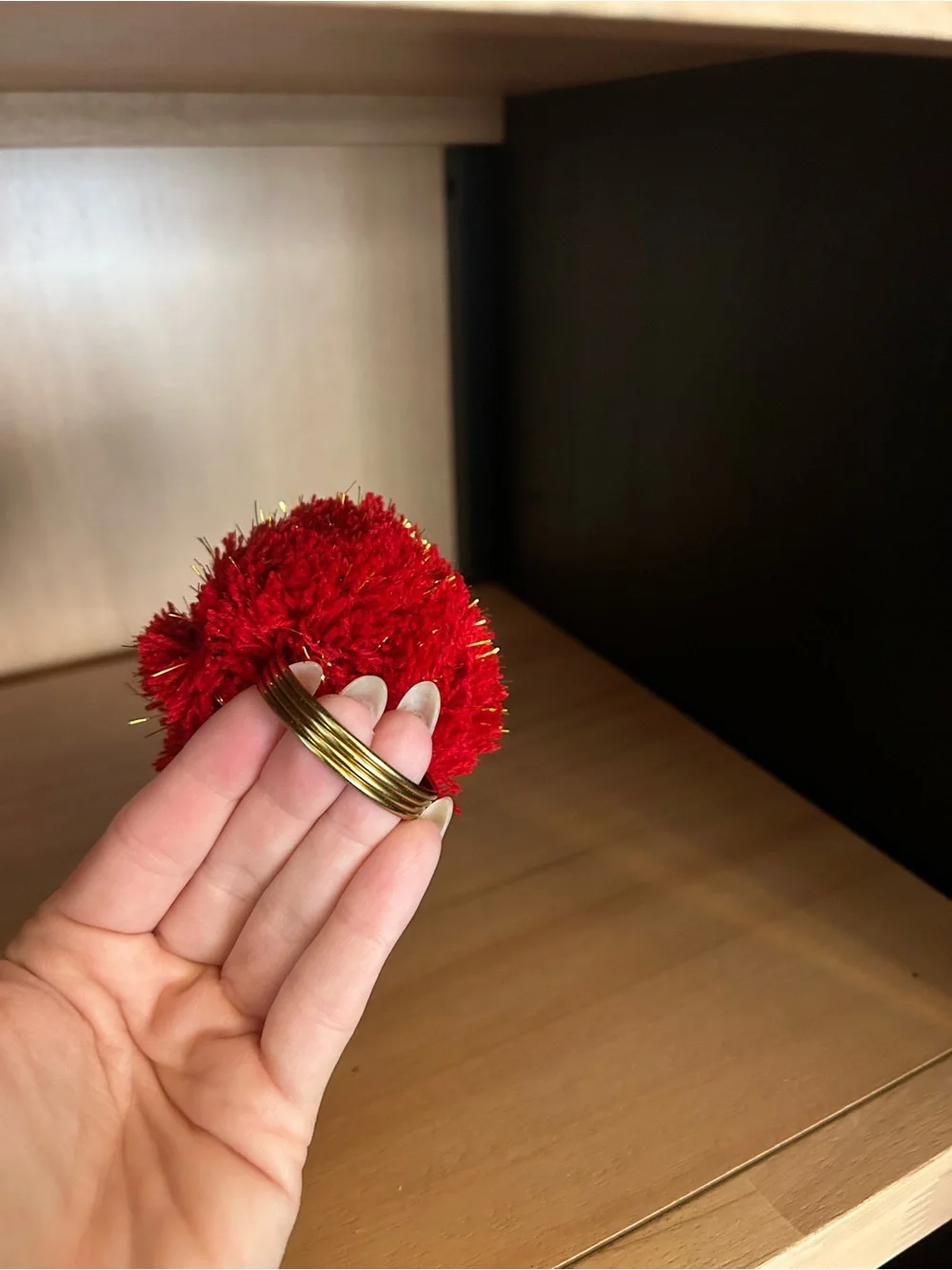Rachel Zoe Red and Gold Pom-Pom Napkin Rings, Set of 4